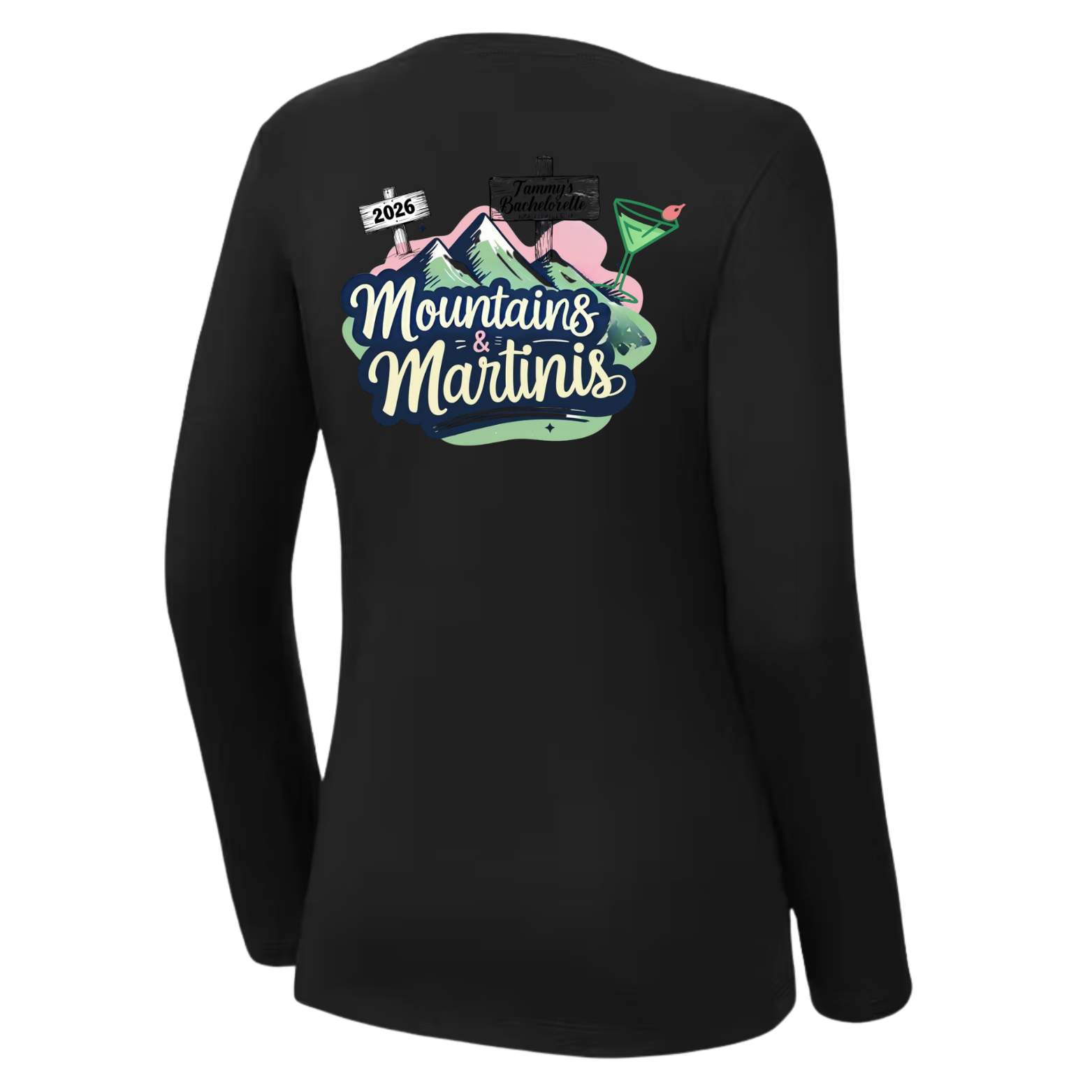 Mountains and Martinis Bachelorette shirts - Bride Tribe Version