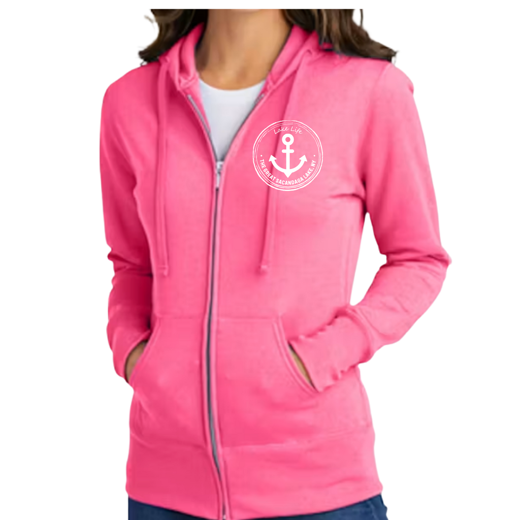The Great Sacandaga Lake Life - Ladies Full Zip Hoodie - Port and Company