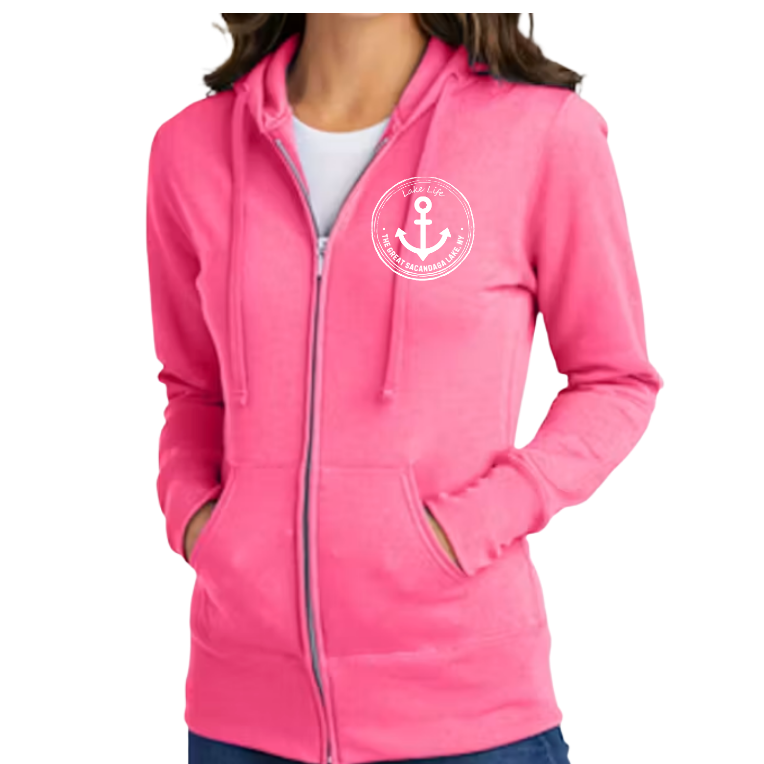 The Great Sacandaga Lake Life - Ladies Full Zip Hoodie - Port and Company