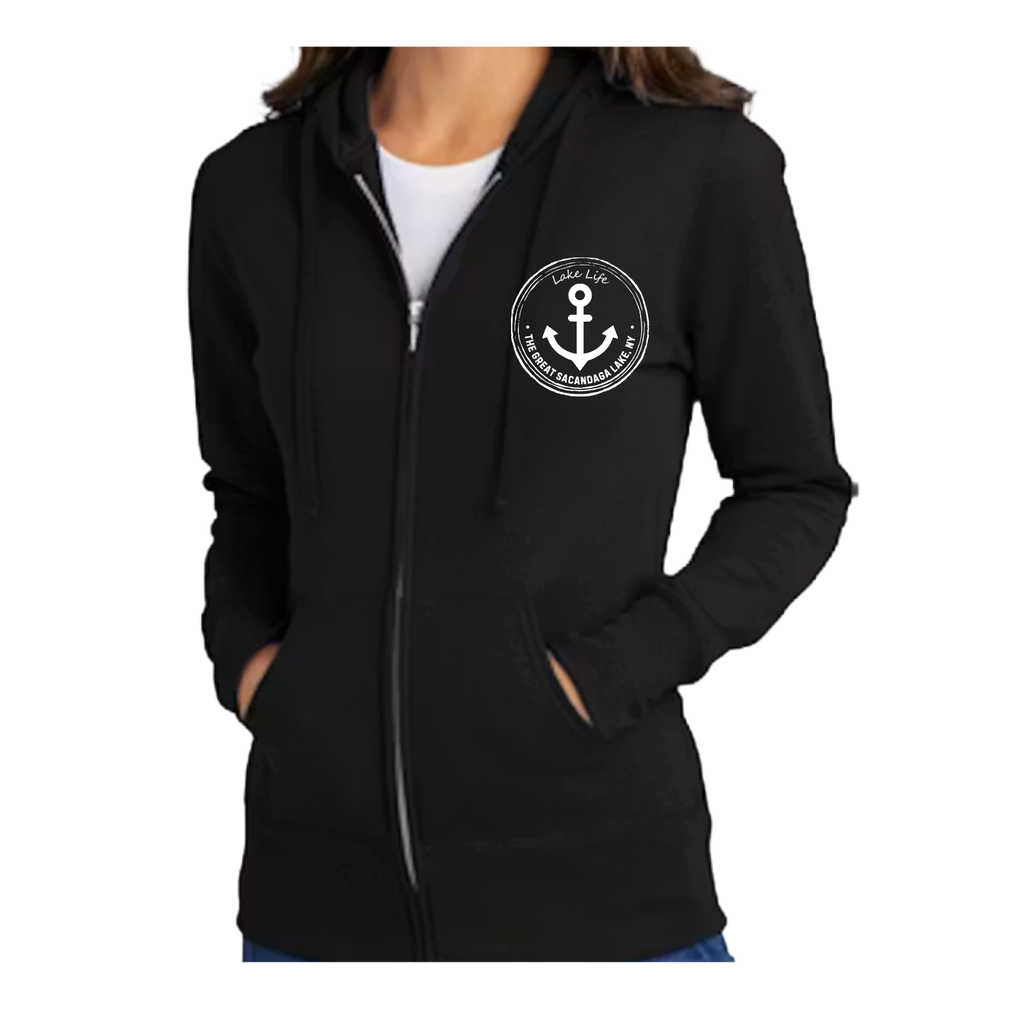 The Great Sacandaga Lake Life - Ladies Full Zip Hoodie - Port and Company
