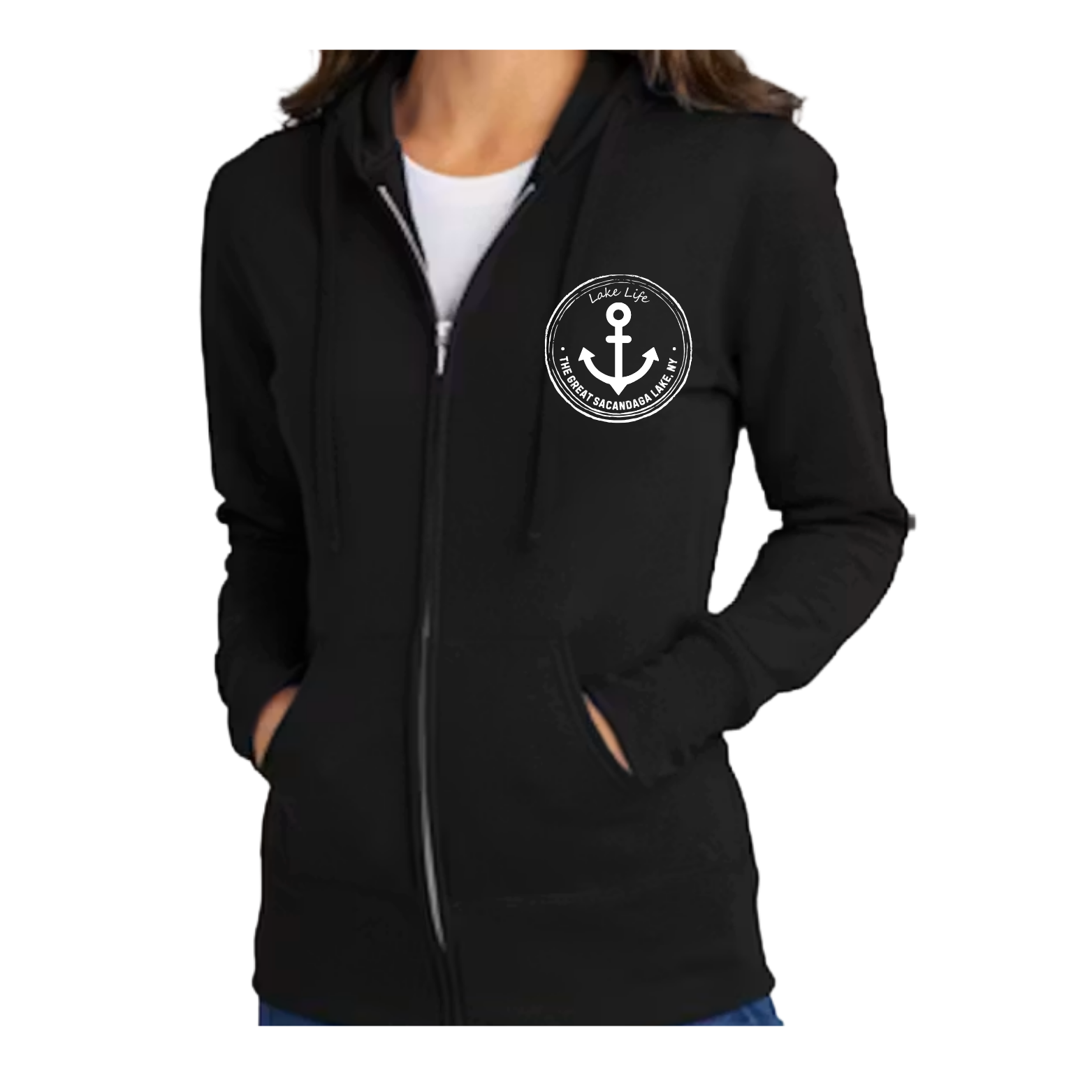 The Great Sacandaga Lake Life - Ladies Full Zip Hoodie - Port and Company