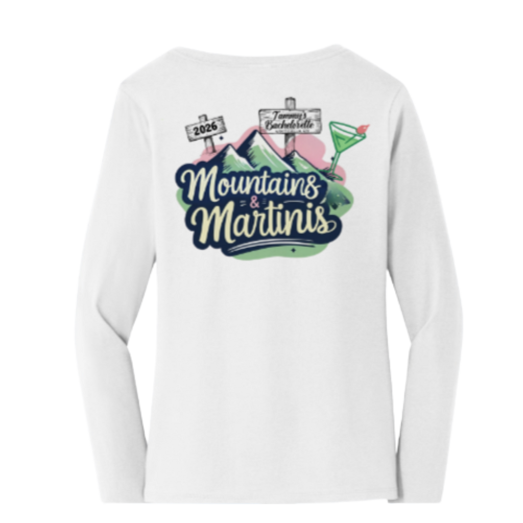 Mountains and Martinis Bachelorette shirts - Bride Version