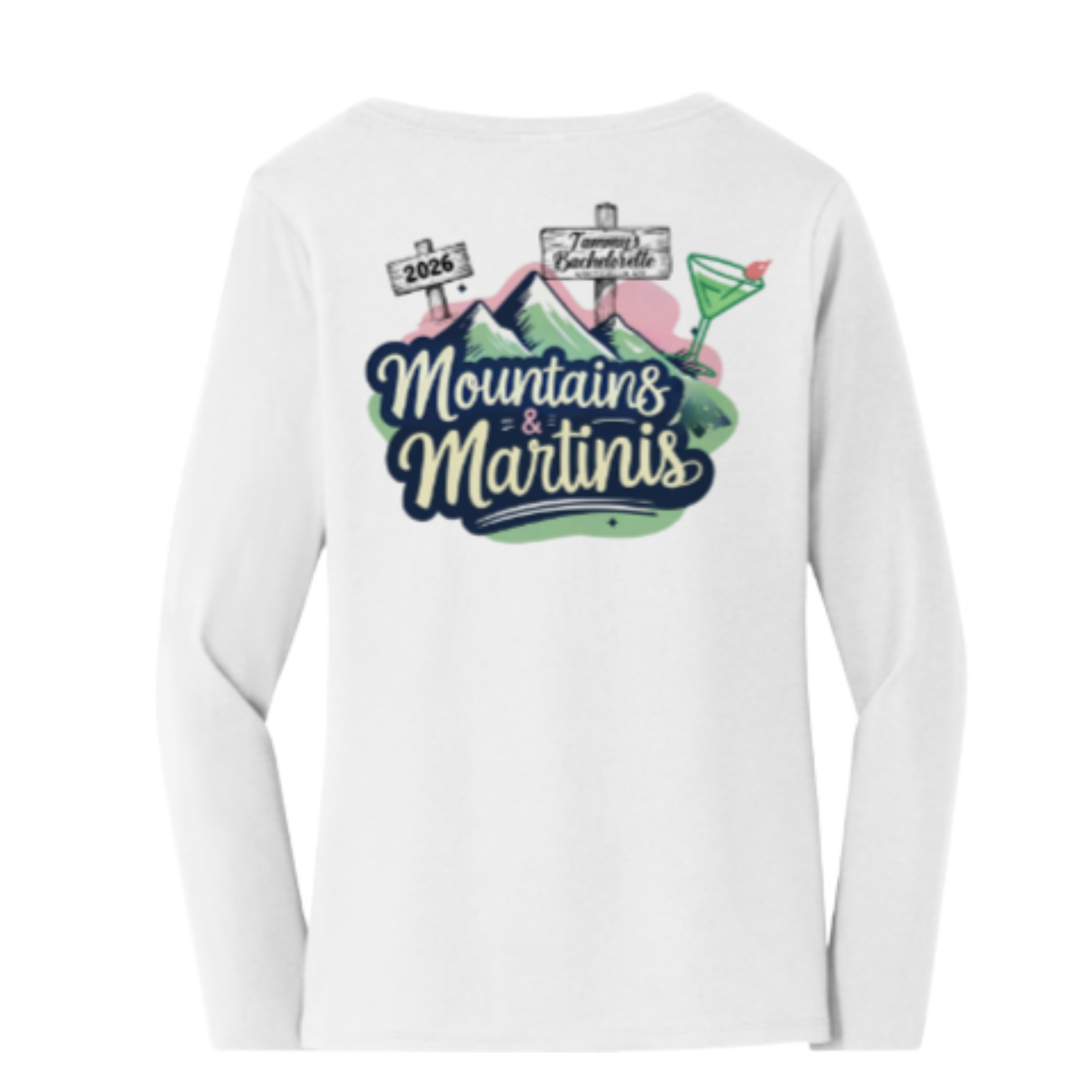 Mountains and Martinis Bachelorette shirts - Bride Version